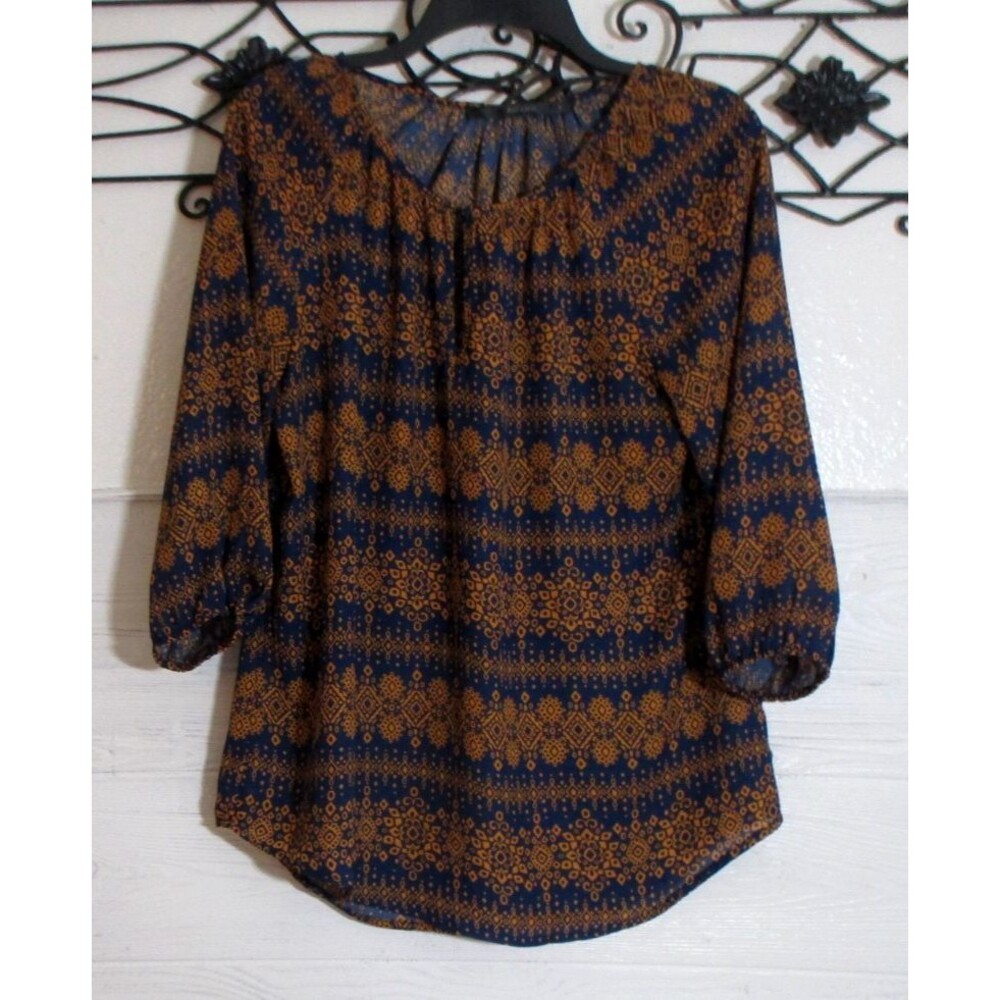 Anthropologie Fun 2 Fun Women's Top Size M Multicolor Long Sleeve Round Neck